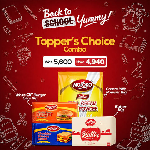 Moloko Topper's Choice Combo — milk powder, butter and cheddar slices, GMPeMart Pakistan